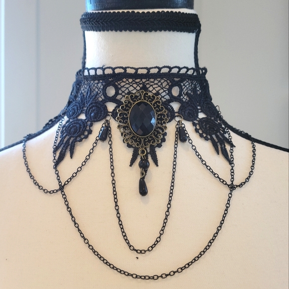 Jewelry - 3/$30 Elegant Black Lace Choker Necklace